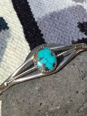 Sterling Silver Turquoise Stone Cuff Bracelet - Turquoise